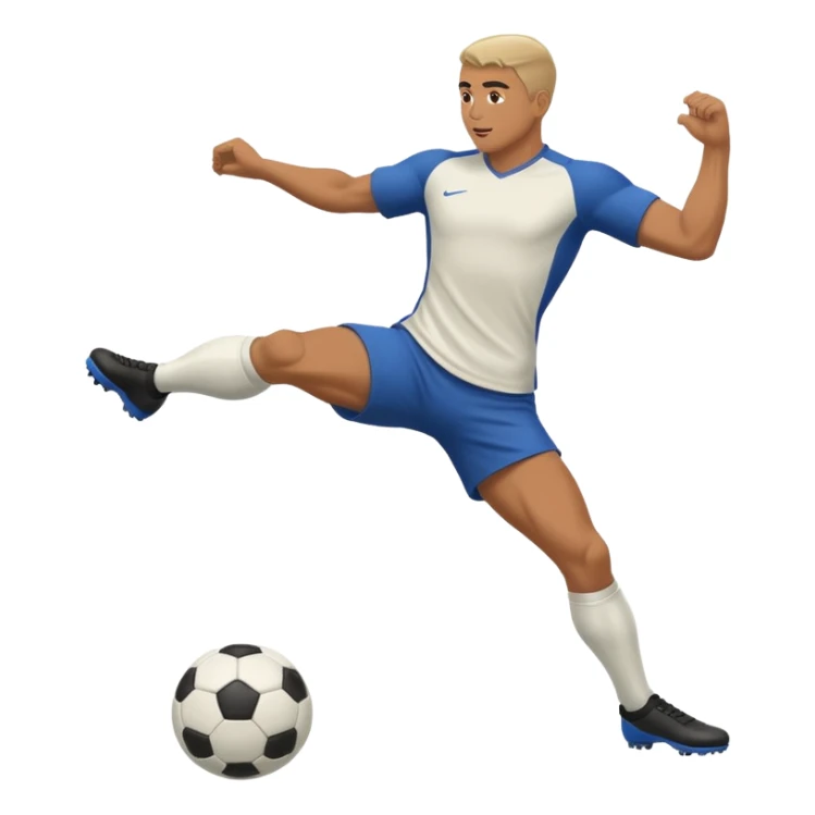 תיצור לי אימוג'י של בן אדם בועט בכדור עם הרגל ויש לו שריר sticker