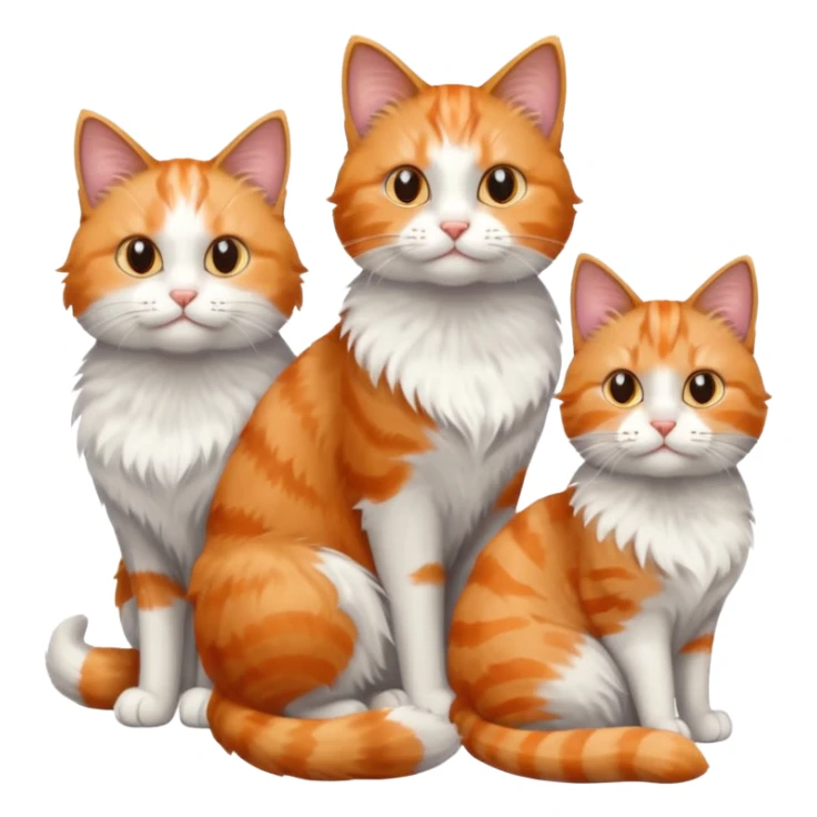 a fluffy grey and white cat sitting with 2 other cats sticker