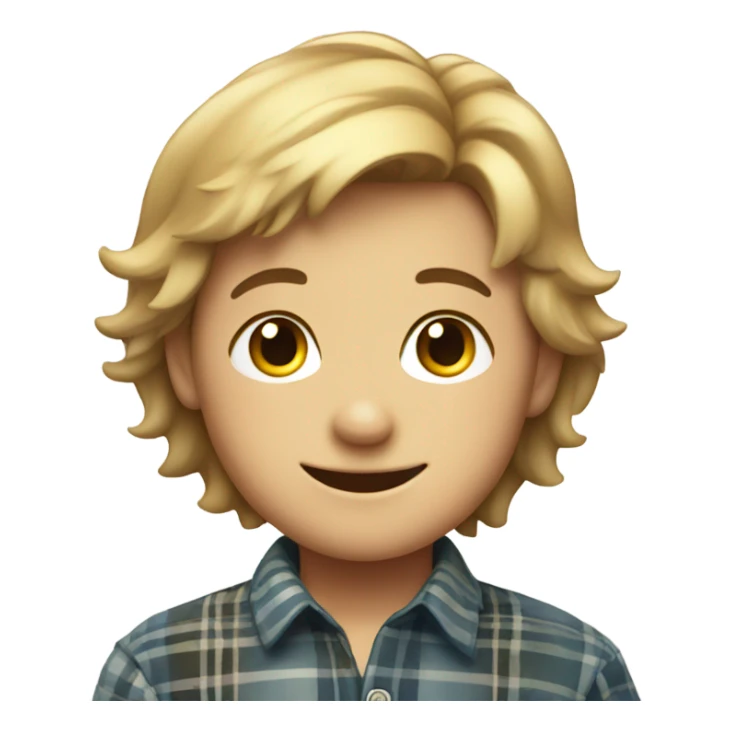 smiling boy in plaid shirt sticker