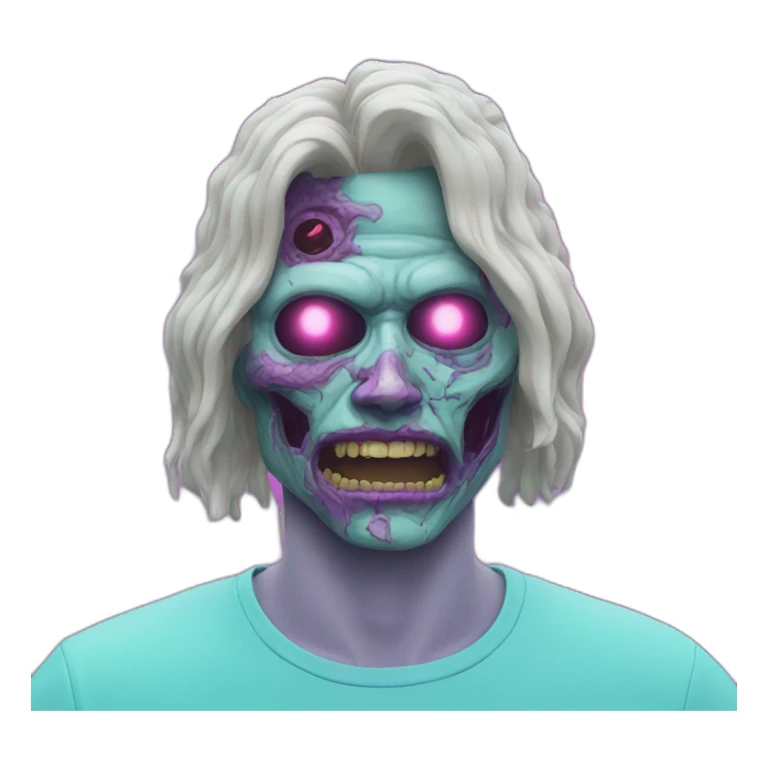 Vaporwave person, half person face half zombie face sticker
