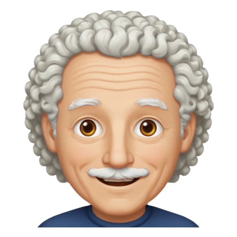 Old white man with curly white hair, hazel eyes, no mustache sticker
