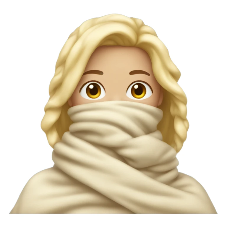 A woman blonde wrapped in a blanket to her nose, freezing  sticker