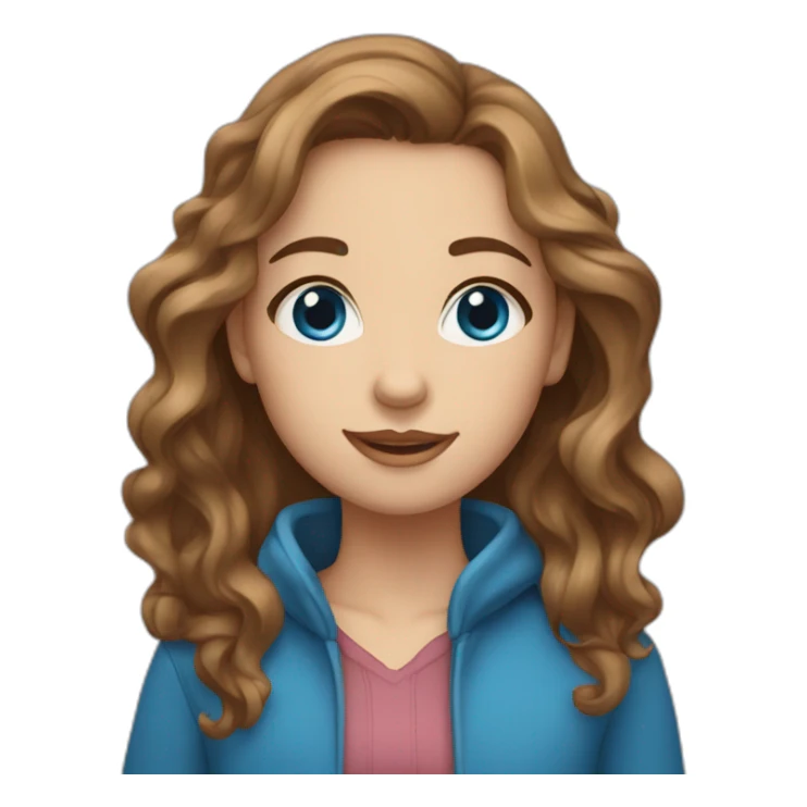 Girl with wavy brown hair and blue eyes sticker