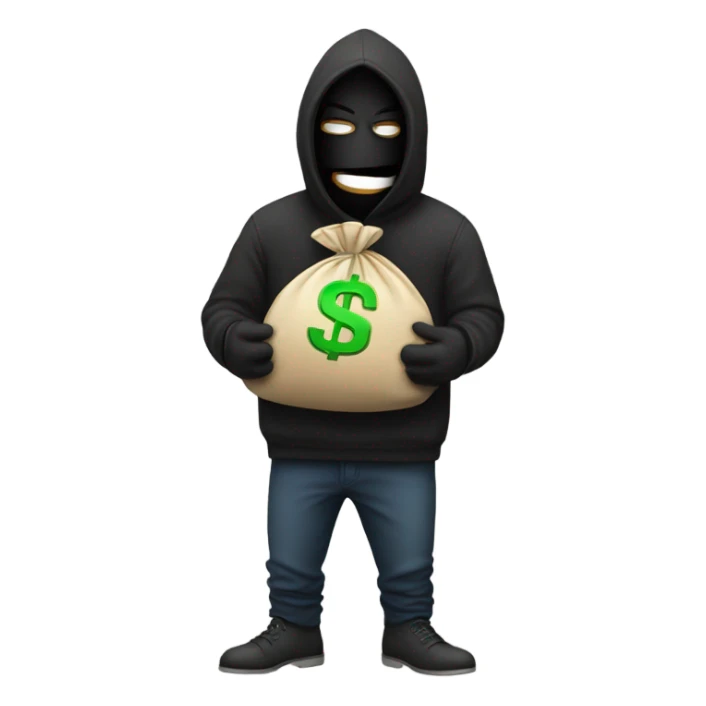 Robber holding a money bag sticker