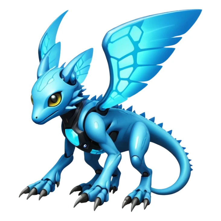  exotic futuristic modern cyber-Fakémon-Digimon-Trico-creature sticker