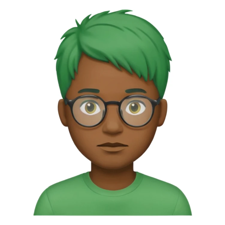black man with green hair and glasses sticker