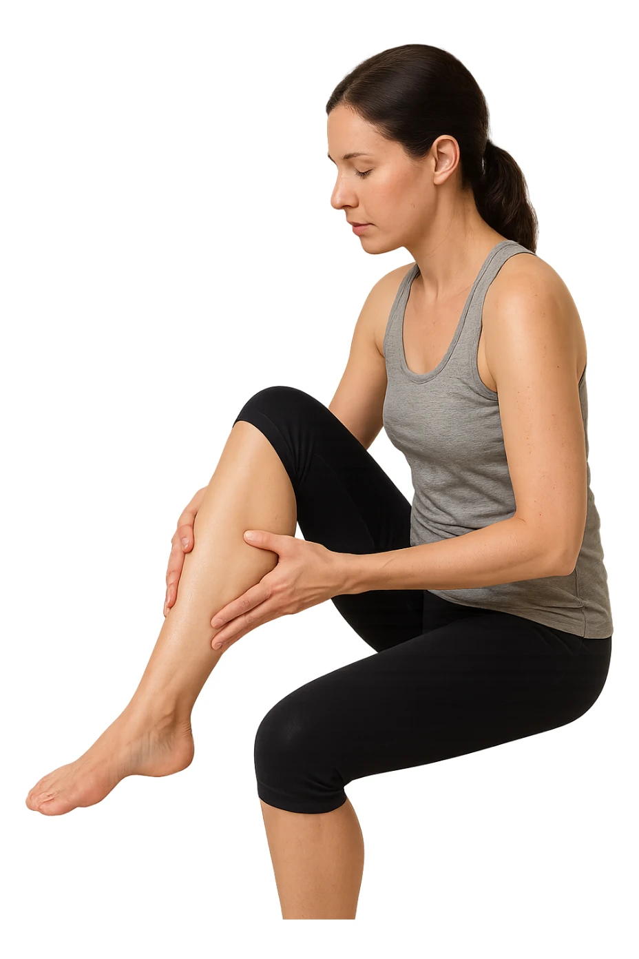 Donna che fa i polpacci per la circolazione linfatica immagine realistica sticker