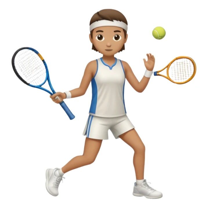 High resolution full body of a tennis player with just a one racket  sticker
