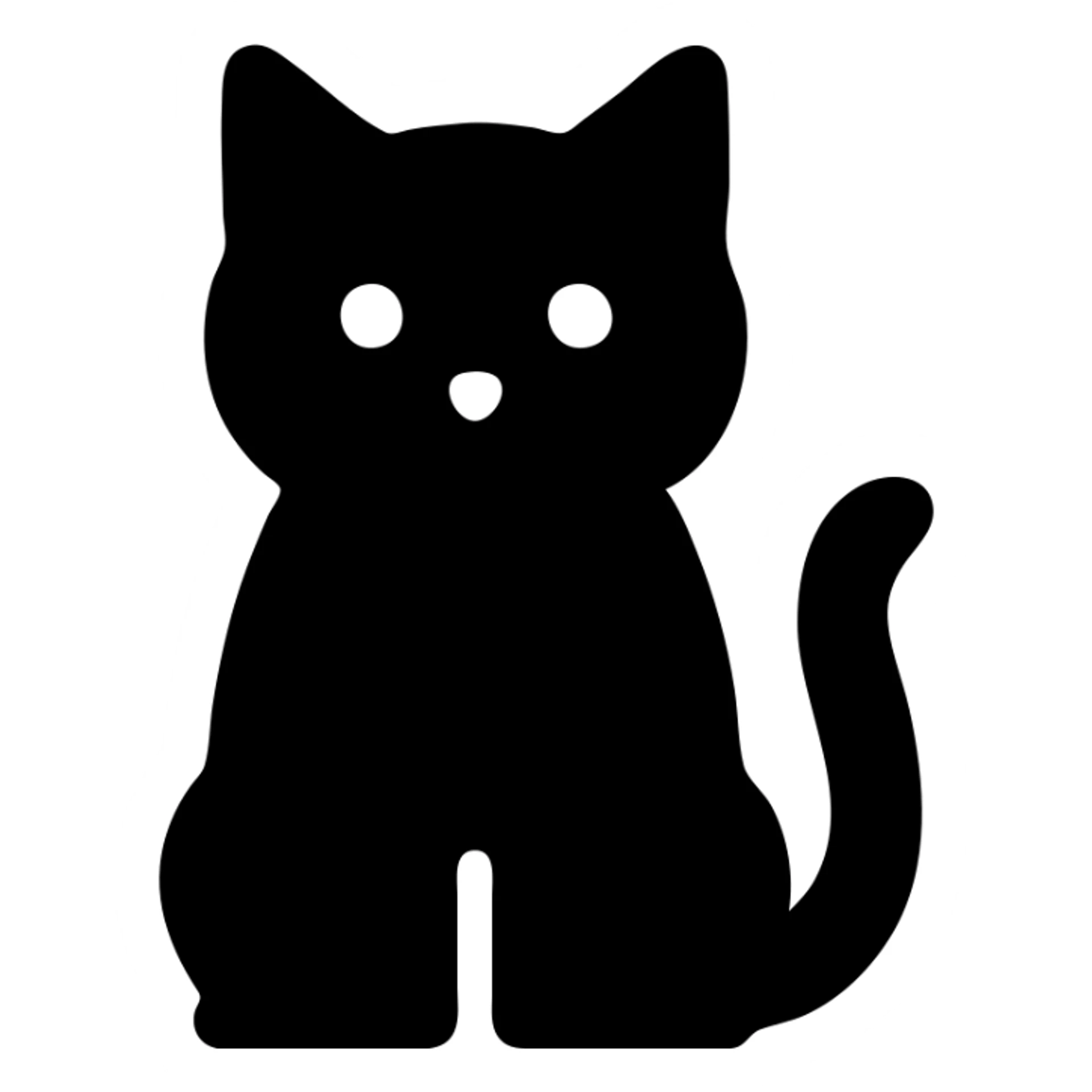 solid black filled icon of a cat, simple silhouette, no outline sticker