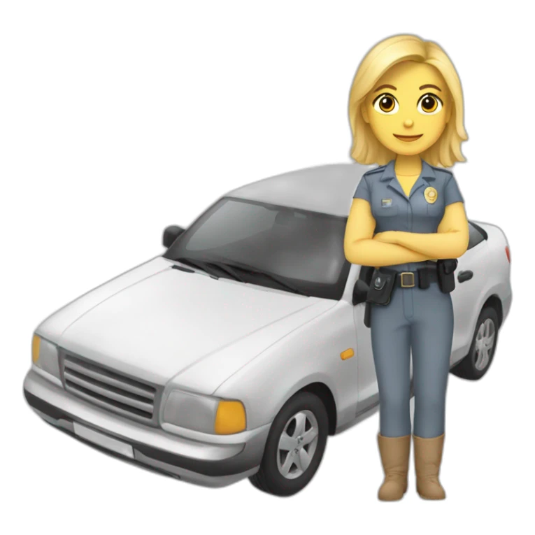 Julia-rubia-encima-de-un-coche-de-polica sticker