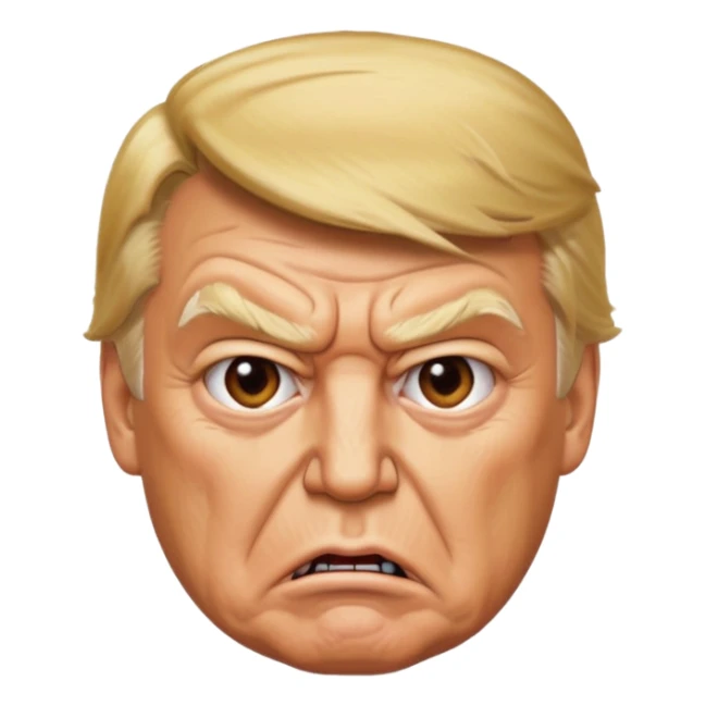 donald trump is angry. and he shows it with hand sticker