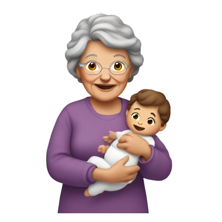 grandma with brown hair; holding baby  sticker