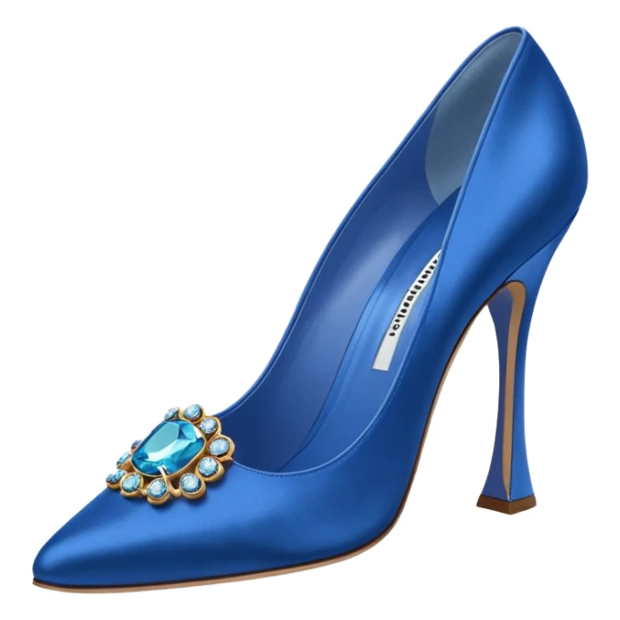 manolo blahink one pair 90's satin pump with jewellry at front blue sticker