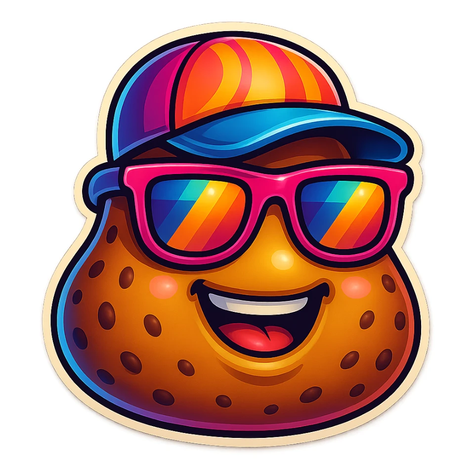 Add funky sunglasses and a funky cap to the cute poop, keep it looking cool with no background. sticker