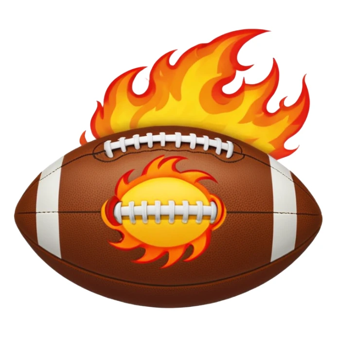 a football with fire around it sticker
