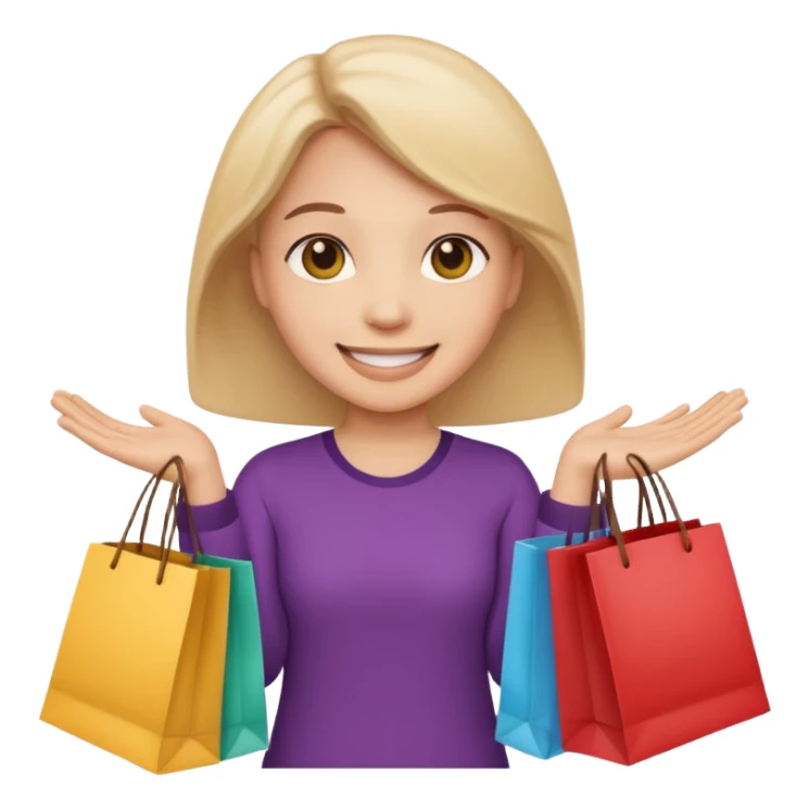 HAPPY EMOJI WITH SHOPPING BAGS IN EACH HAND sticker
