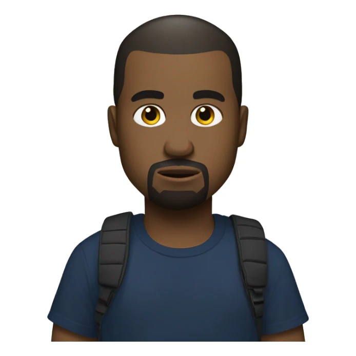 kanye west wearing a dark blue T-shirt, holding a bi gyellow notepad sticker