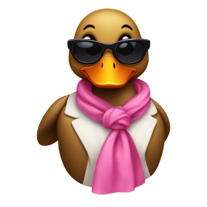 Duck wearing coquette clothes and a pink knot with sunglasses sticker