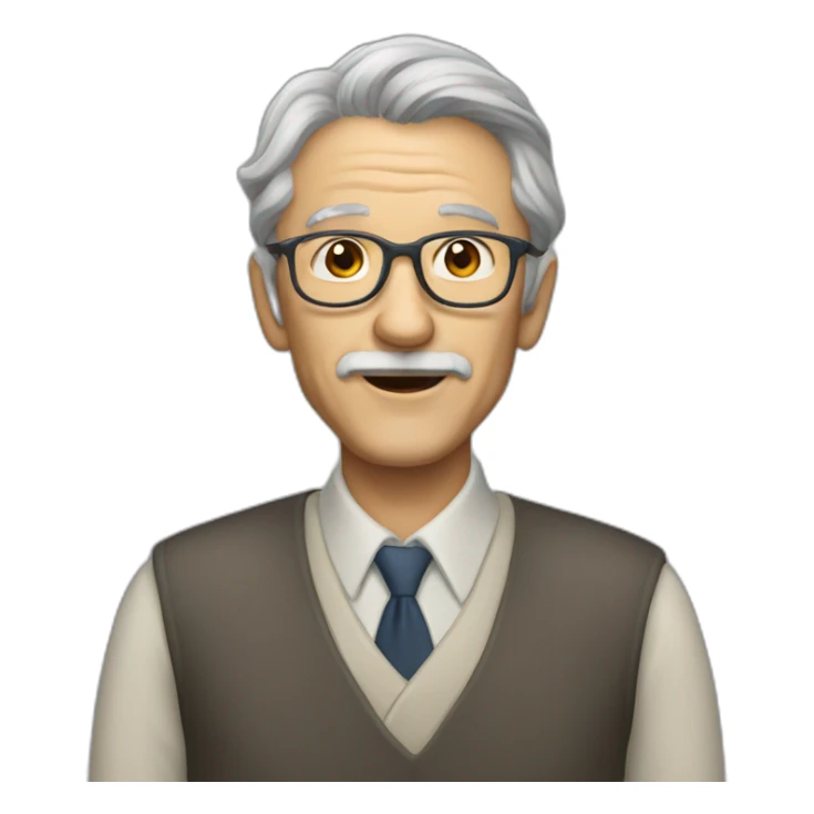 50 years professor with gray hair no beard or mustache sticker