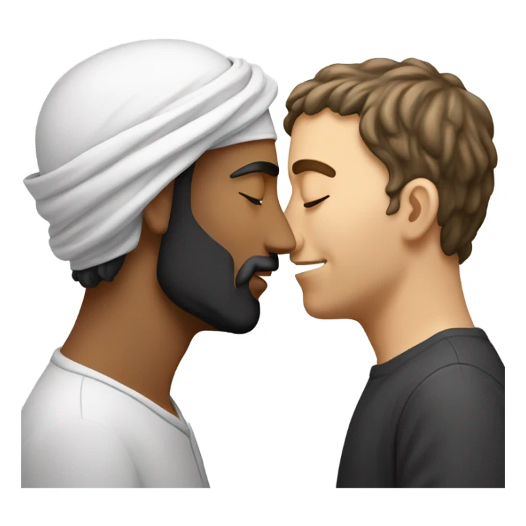 gay middle eastern kissing white guy sticker