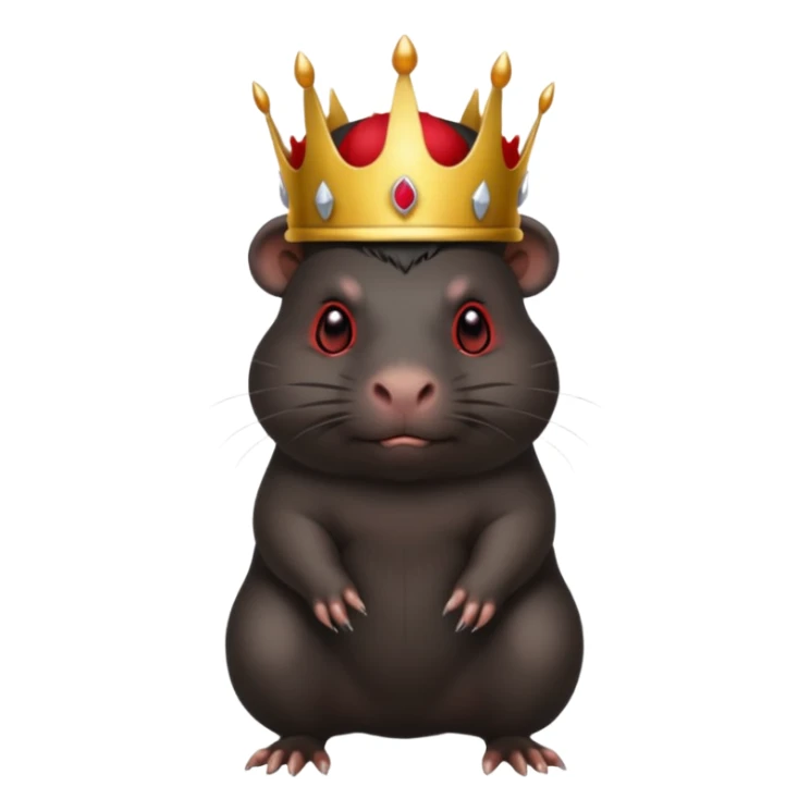 full body black guinea pig, red eyes, demon crown, menacing stance sticker