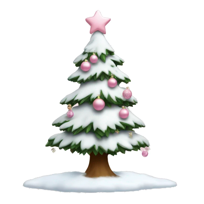 Chrismas tree with snow and baby pink ornaments  sticker