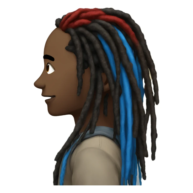 Blue an red heart combined with black and brown dreads  sticker