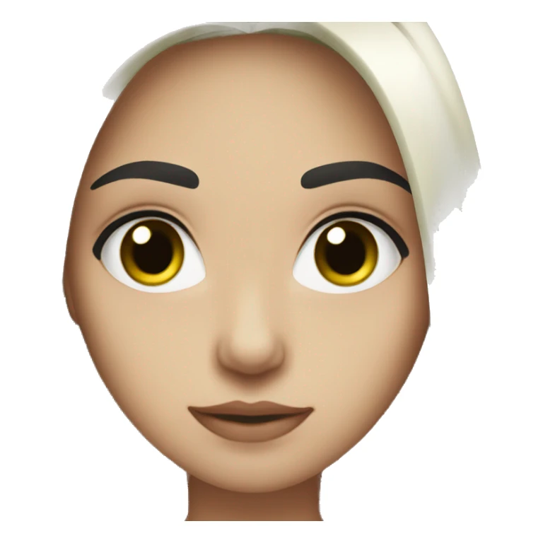 white skin, green eyes, dark brown hair, black eyebrows sticker