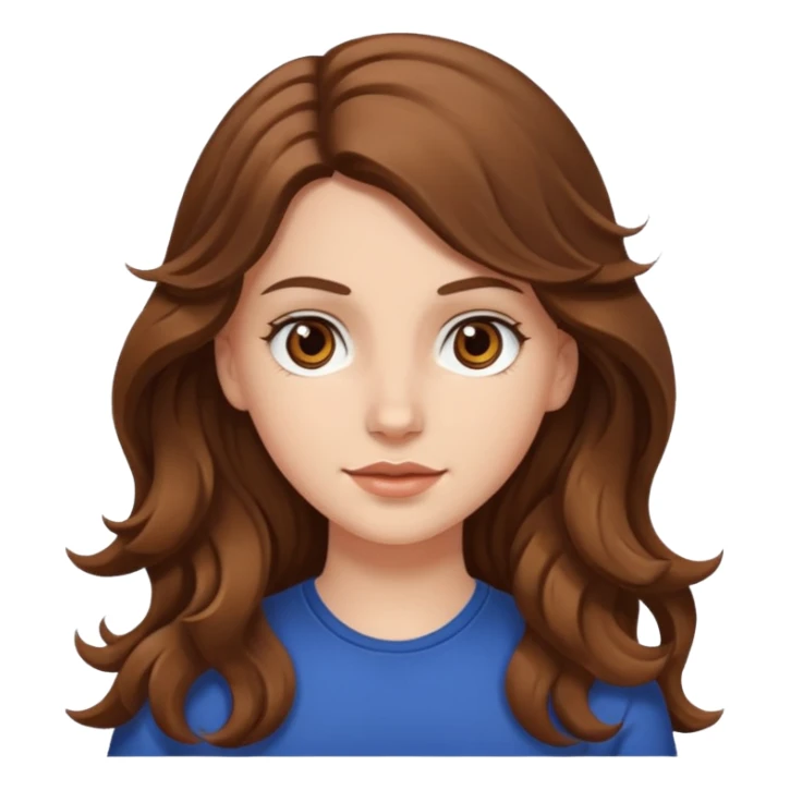 white girl with long wavy brown hair with brown eyes sticker