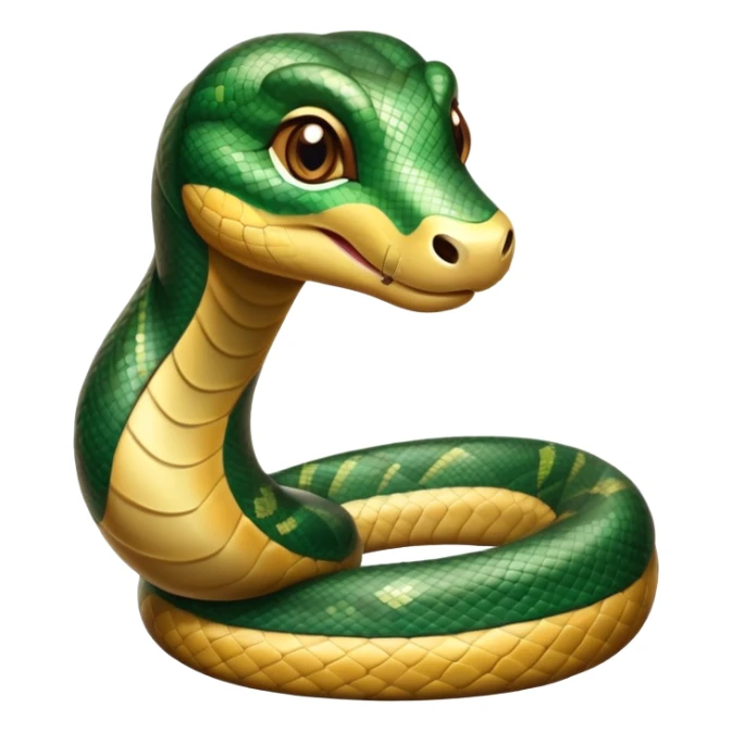 cinematic-cute-anaconda-portrait-emoji,-head-tilted-playfully-and-inquisitively,-with-a-sleek,-shimmering-body-adorned-with-detailed-scale-sriped patterns-and-round,-sparkling-eyes-full-of-wonder,-simplified-yet-irresistibly-adorable-features sticker