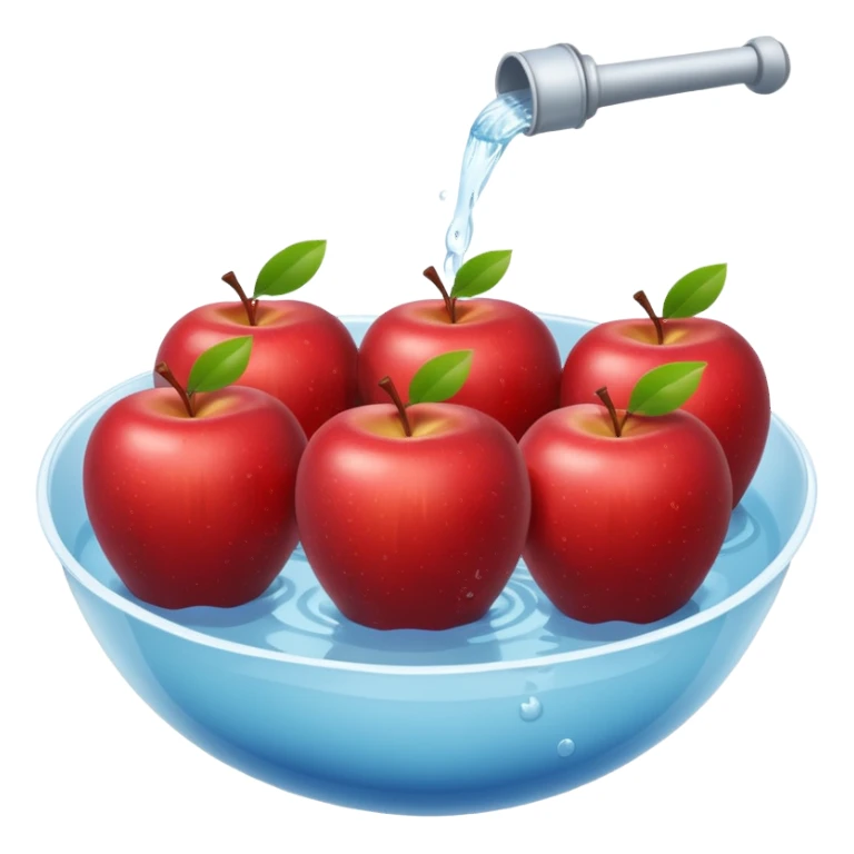 group of apples bobbing in a bowl of water sticker