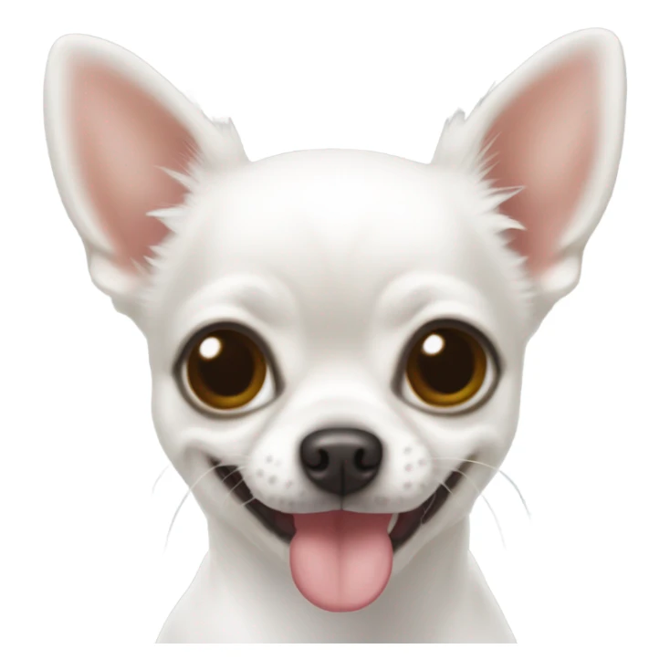 Perrito chihuahua color blanco completamente con lengüita de fuera y sonrisa  BARRIGON sticker