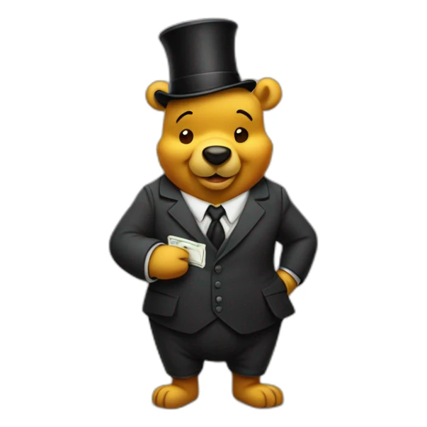 winne the pooh as a banker with mustache and monocle sticker