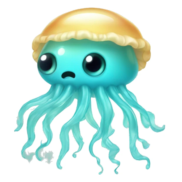 Light blue turquoise jelly fish cute eye sticker