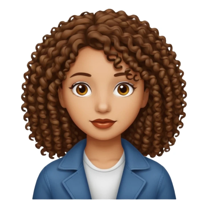Mid length hair curly white skin brown girl sticker