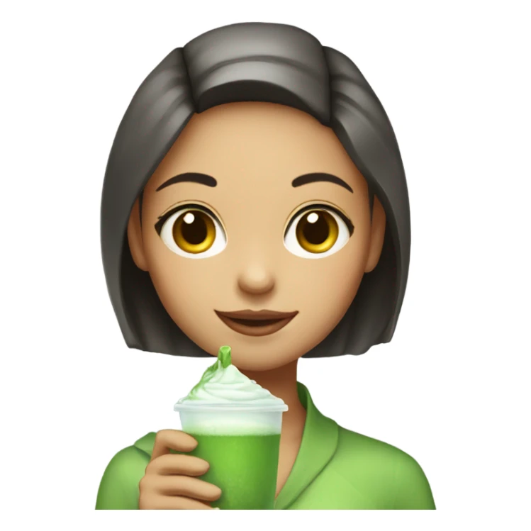 Pretty girl holding a glass cup of iced matcha  sticker