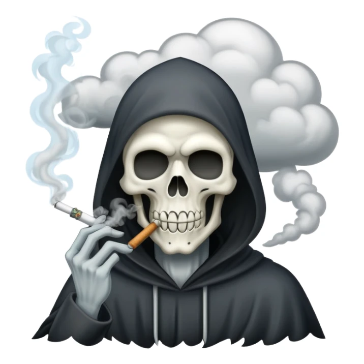 grim reaper smoking weed with loads of smoke sticker