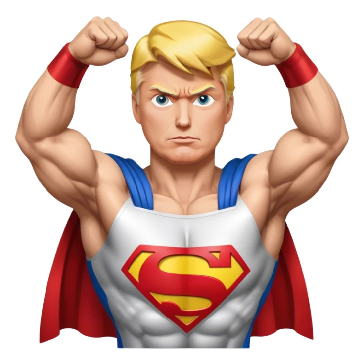 Donald trumps face on Superman’s body holding the world sticker