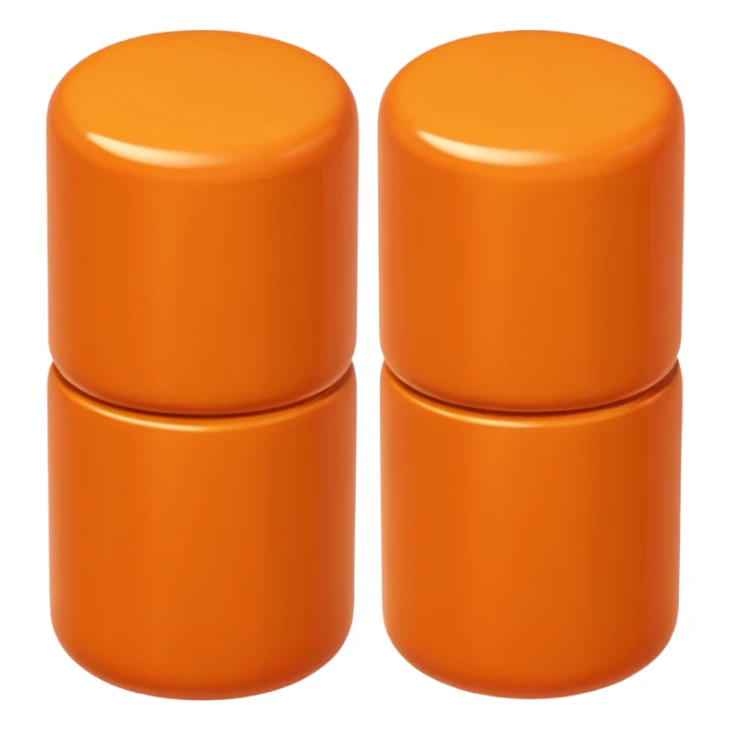 orange cylindrical pieces pill shaped on each end with no lines sticker