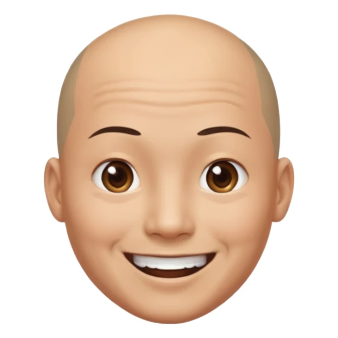 chineese man with a bald head and ponytail coming out in the middle sticker