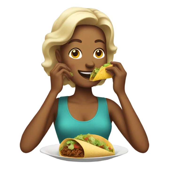 woman eating a taco and smiling sticker