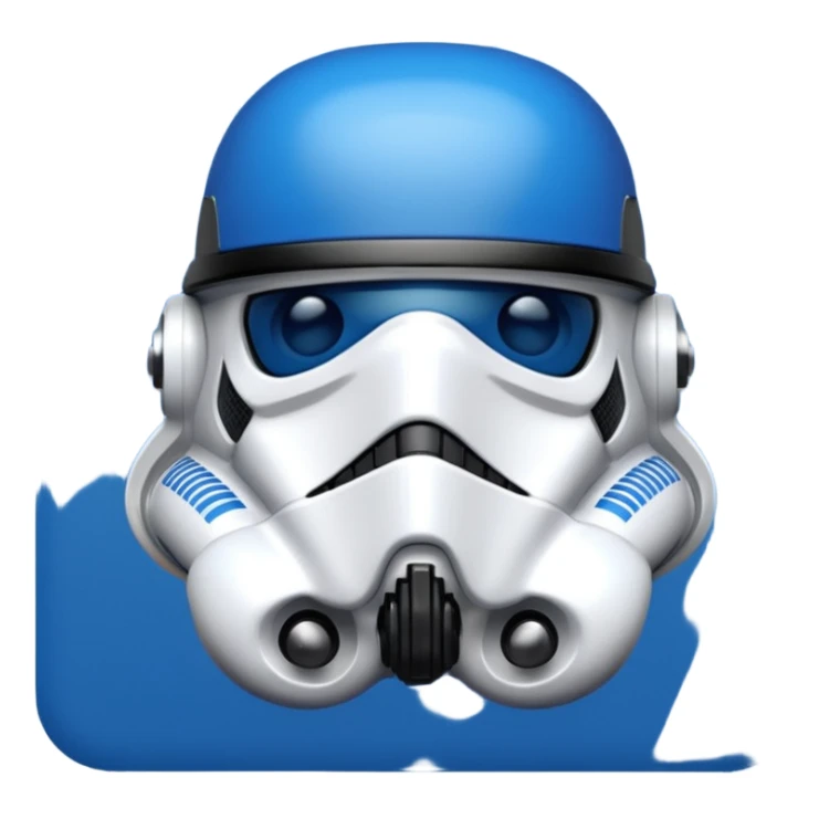a blueberry wearing a black storm trooper helmet sticker