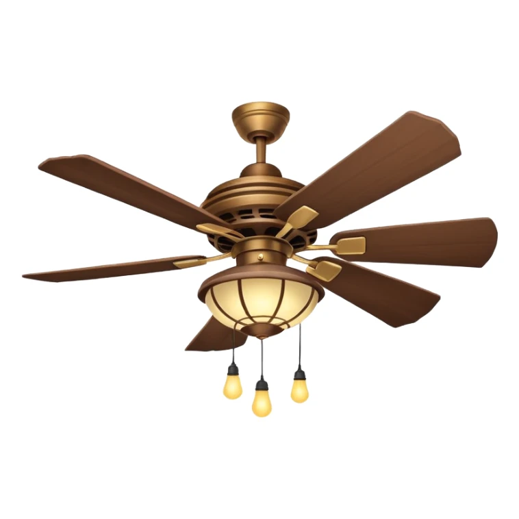 Ceiling Fan – wide-blade wooden fan spinning gently above lantern lights. sticker