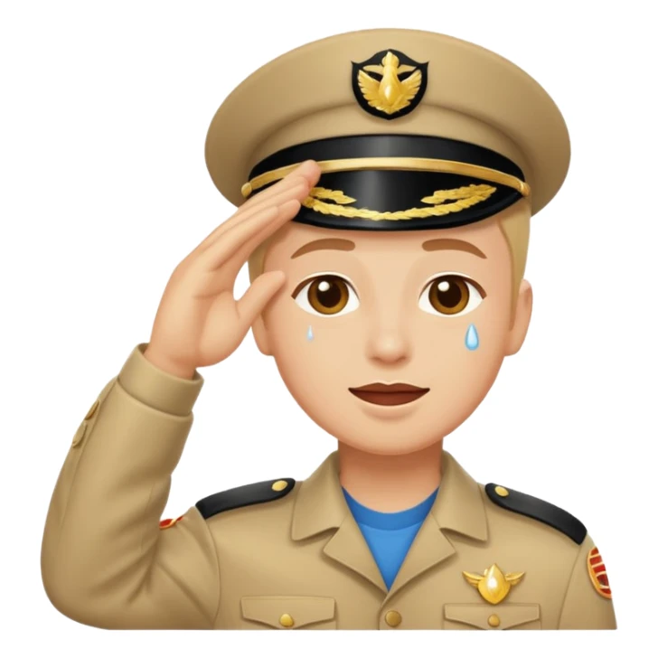 mix the cry emoji and the salute emoji sticker
