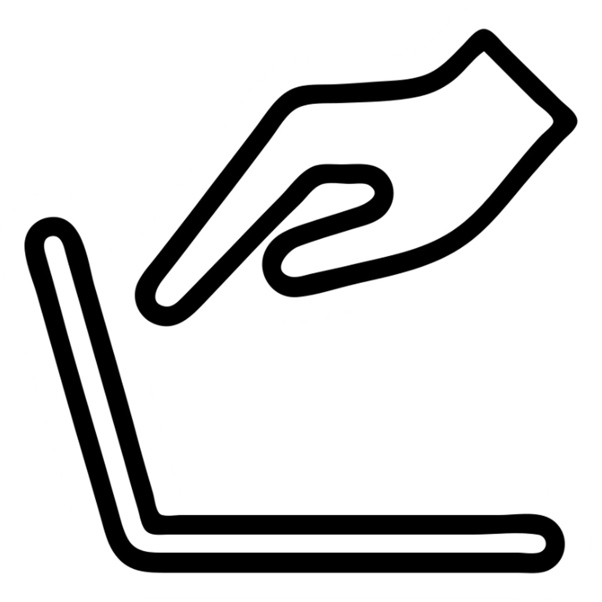 a hand closing a laptop, clear gesture, minimal style, bold lines sticker