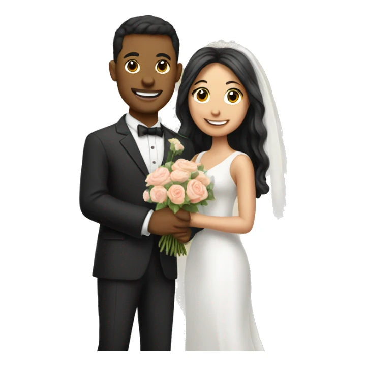 A loving wedding couple with a bouquet  sticker