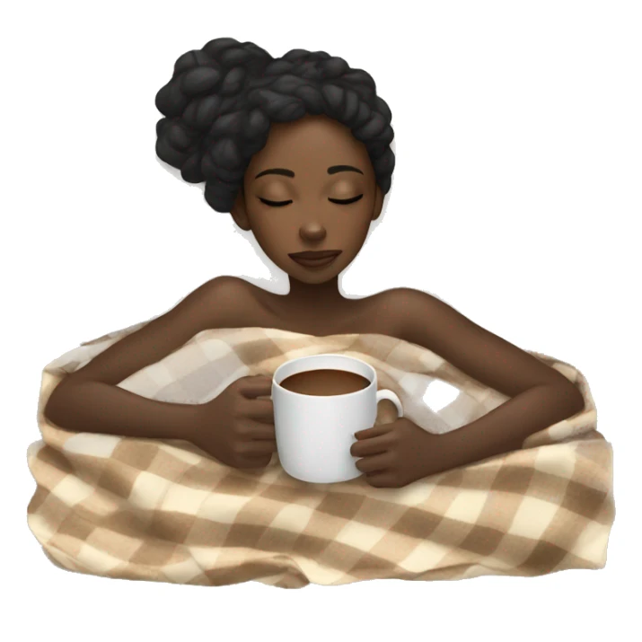 Black girl inside a blanket sipping coffee eyes closed sticker