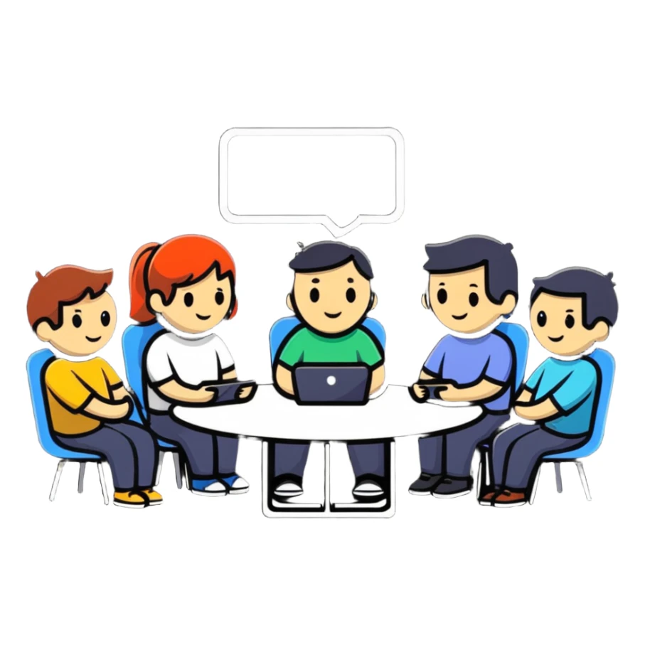 people chatting together in a digital group conversation sticker