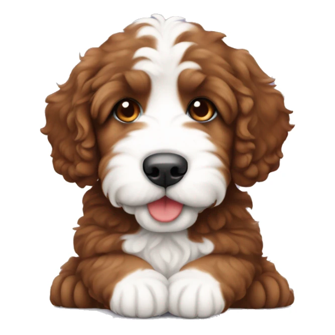 sitting red and white colored bernedoodle puppy  sticker