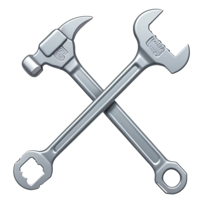 A flat-style illustration of a single wrench with a clean, modern look, symbolizing trade school. Cartoon style, minimal, white background, iOS emoji aesthetic. sticker